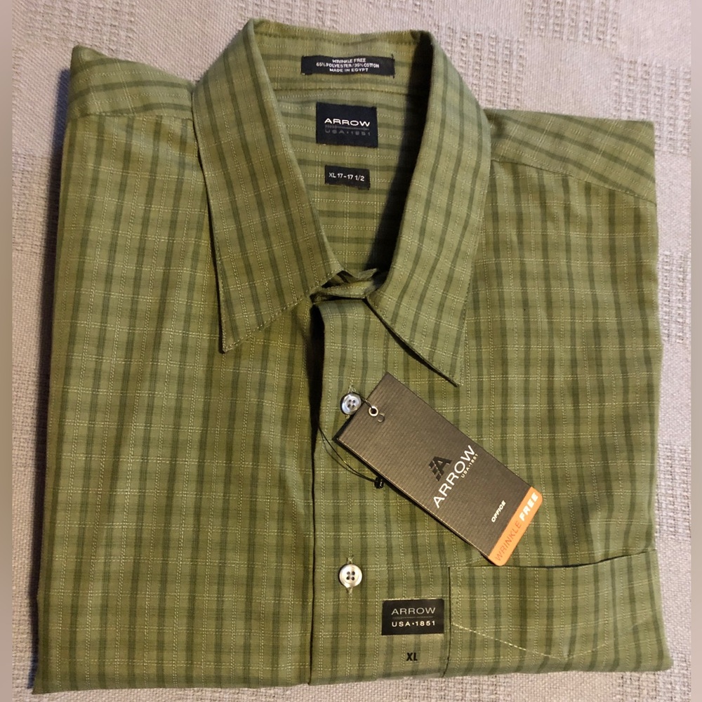 Arrow long-sleeve button front mens shirt XL 17-17 1/2 NWT